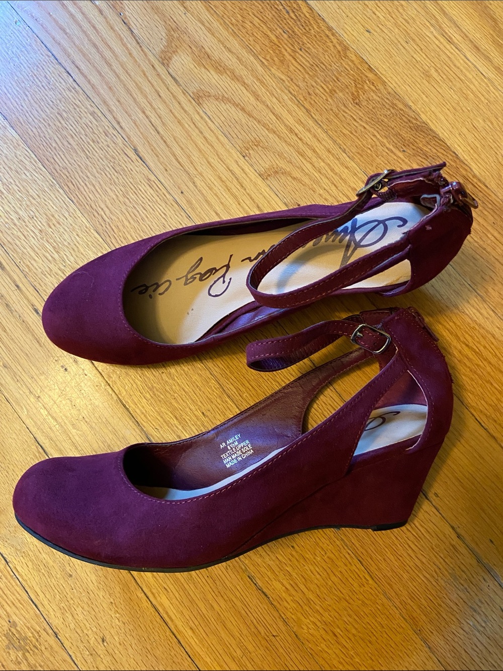 American Rag Burgundy Suede Ankle-Strap Heels - Picture 6 of 11